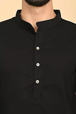 Men's Long Kurta - Black