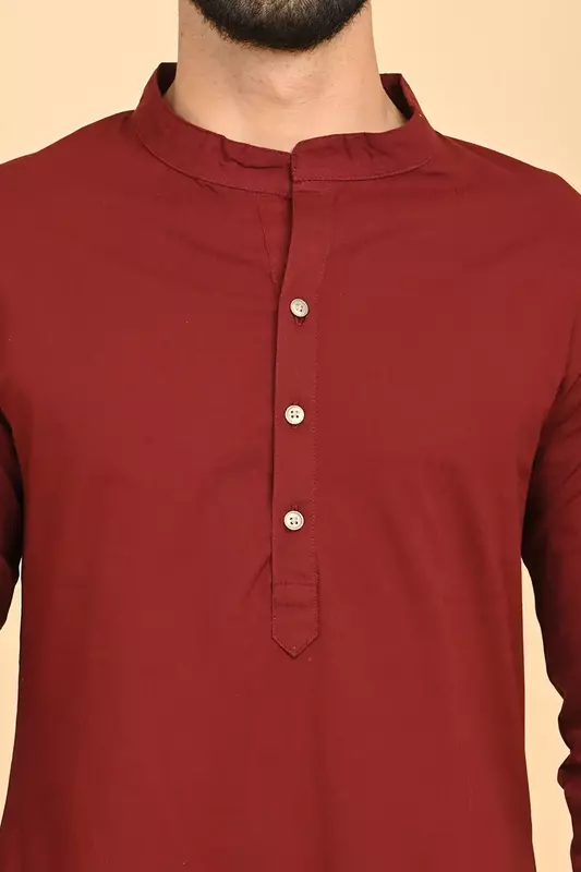 Men's Long Kurta - Maroon
