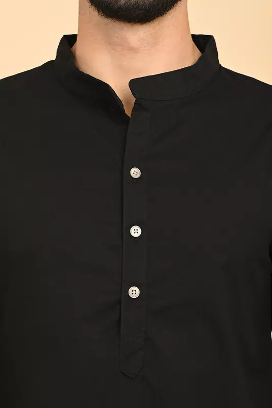 Men's Long Kurta - Black