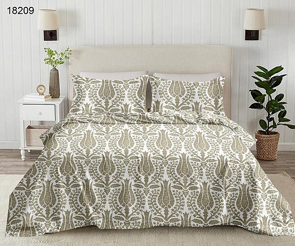 Rose Garden: The Sage Damask | 100% Premium Cotton King Size Bedsheet