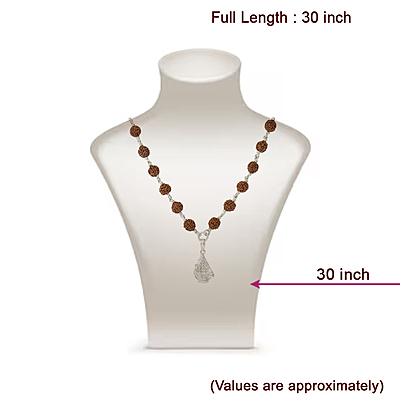 Silver Ayyappan Pendant & Rudraksha Mala - 30 Inchs