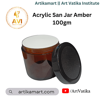 Acrylic San Jar AMBER + White Inner + BLACK Cap - 100g Acrylic San Jar AMBER + White Inner + BLACK Cap - 100g