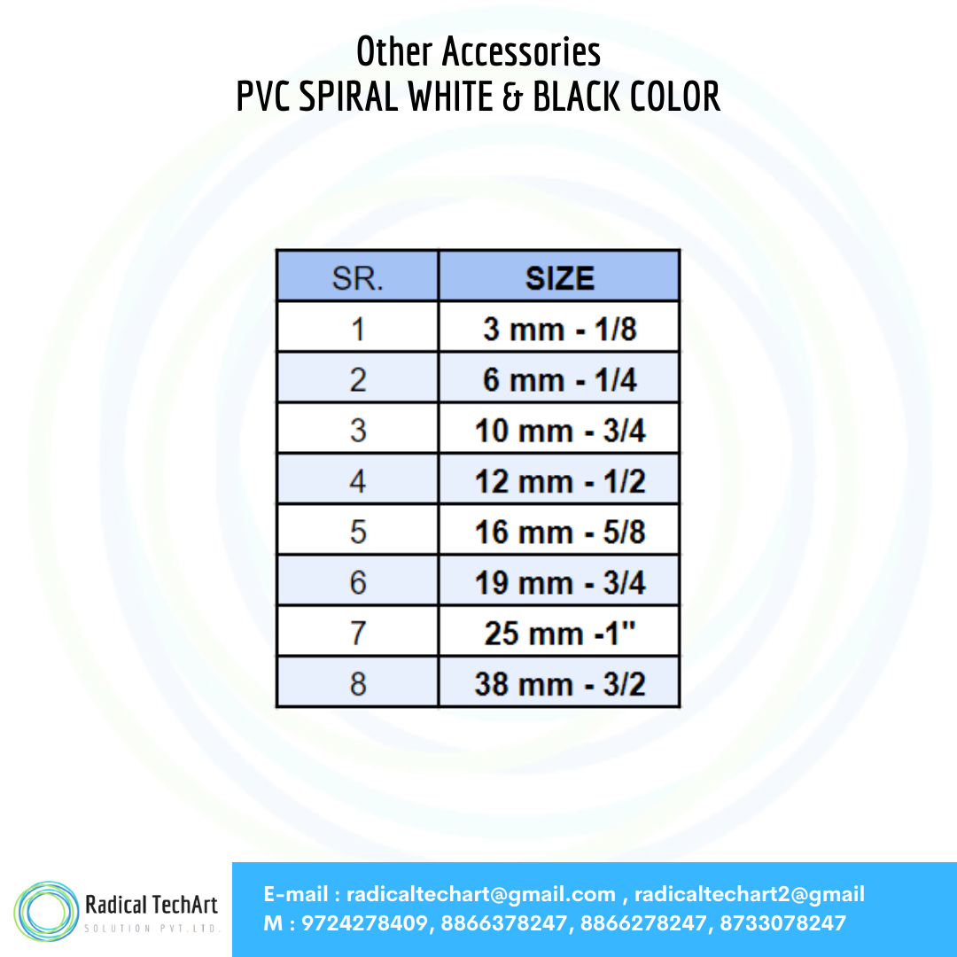 Pvc spiral white & black color