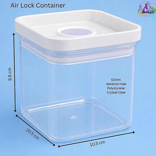 500 ml Air Lock Polystyrene Container – Crystal Clear & Secure Storage