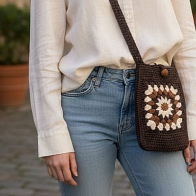 Granny Square Small Mobile Bag