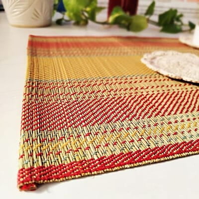 Madur Yellow Base & Red Table Mats