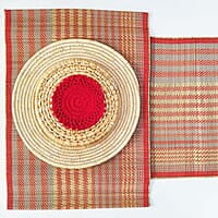 Madur Natural & Red Table Runner Madur Natural & Red Table Runner