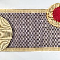Madur Blue Honeycomb Table Runner Madur Blue Honeycomb Table Runner