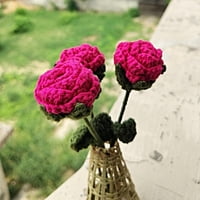Crochet Rose Small Flower Dark Pink