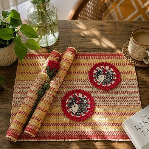 Madur Natural & Orange Table Mat