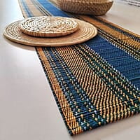 Madur Blue Base & Yellow Table Runner Madur Blue Base & Yellow Table Runner