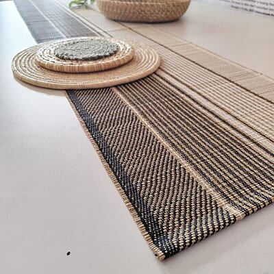 Madur Natural & Black Graded Table Runner