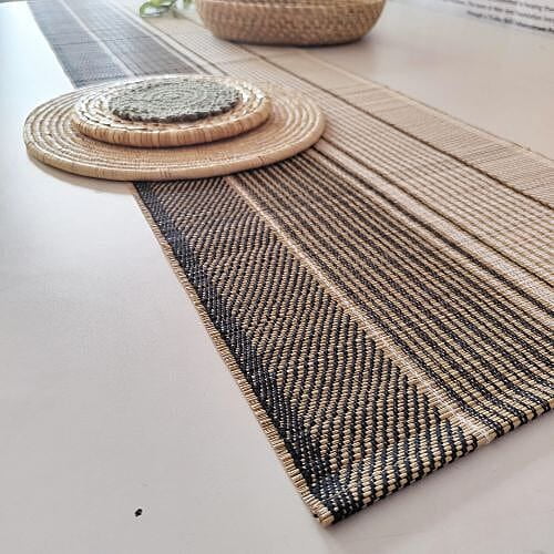 Madur Natural & Black Graded Table Runner Madur Natural & Black Graded Table Runner