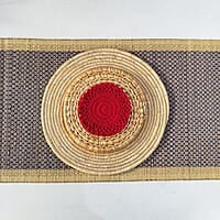 Madur Blue Honeycomb Table Runner Madur Blue Honeycomb Table Runner