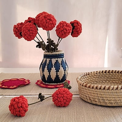Crochet Marigold Large Flower Dark Orange