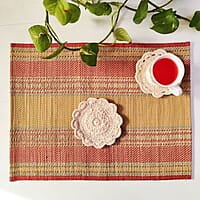 Madur Yellow Base & Red Table Mats
