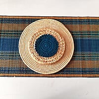 Madur Blue Base & Yellow Table Runner Madur Blue Base & Yellow Table Runner