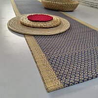 Madur Blue Honeycomb Table Runner Madur Blue Honeycomb Table Runner