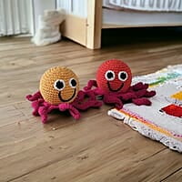 Handmade Crochet Octopus Baby Rattle Ball