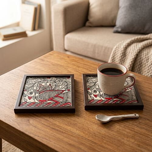 Madhubani Hand-Painted Mayur Tabletop