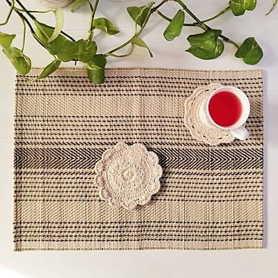 Madur Natural & Black Twill Centre Stripe Table Mats