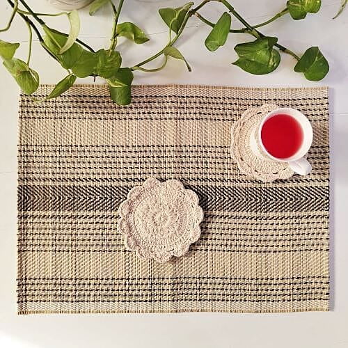 Madur Natural & Black Twill Centre Stripe Table Mats