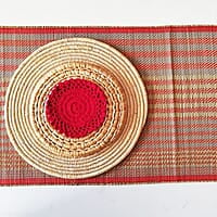 Madur Natural & Red Table Runner Madur Natural & Red Table Runner