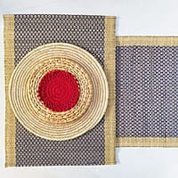 Madur Blue Honeycomb Table Runner Madur Blue Honeycomb Table Runner