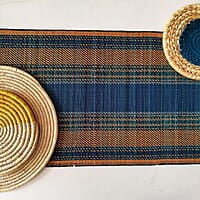 Madur Blue Base & Yellow Table Runner Madur Blue Base & Yellow Table Runner