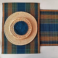 Madur Blue Base & Yellow Table Runner Madur Blue Base & Yellow Table Runner