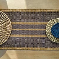Madur Blue & Natural Table Runner