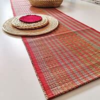 Madur Natural & Red Table Runner Madur Natural & Red Table Runner