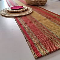 Madur Yellow Base & Red Table Runner