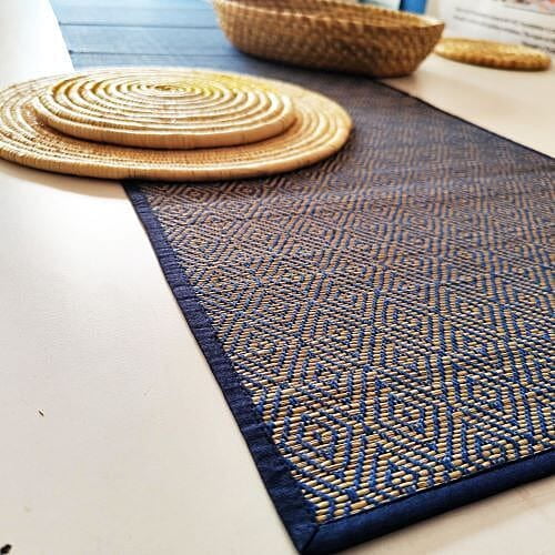 Madur Blue Rhombus Table Runner Madur Blue Rhombus Table Runner