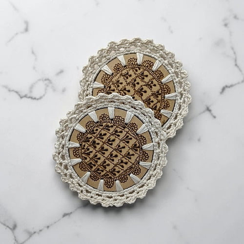 Mehndi Coaster White