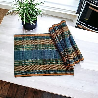 Madur Blue Base & Yellow Table Mats