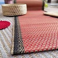 Madur Red Honeycomb Table Runner Madur Red Honeycomb Table Runner