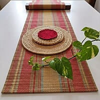 Madur Yellow Base & Red Table Runner