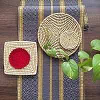Madur Blue & Natural Table Runner