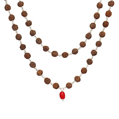 Rudraksha mala silver with pendant/Dollar for men