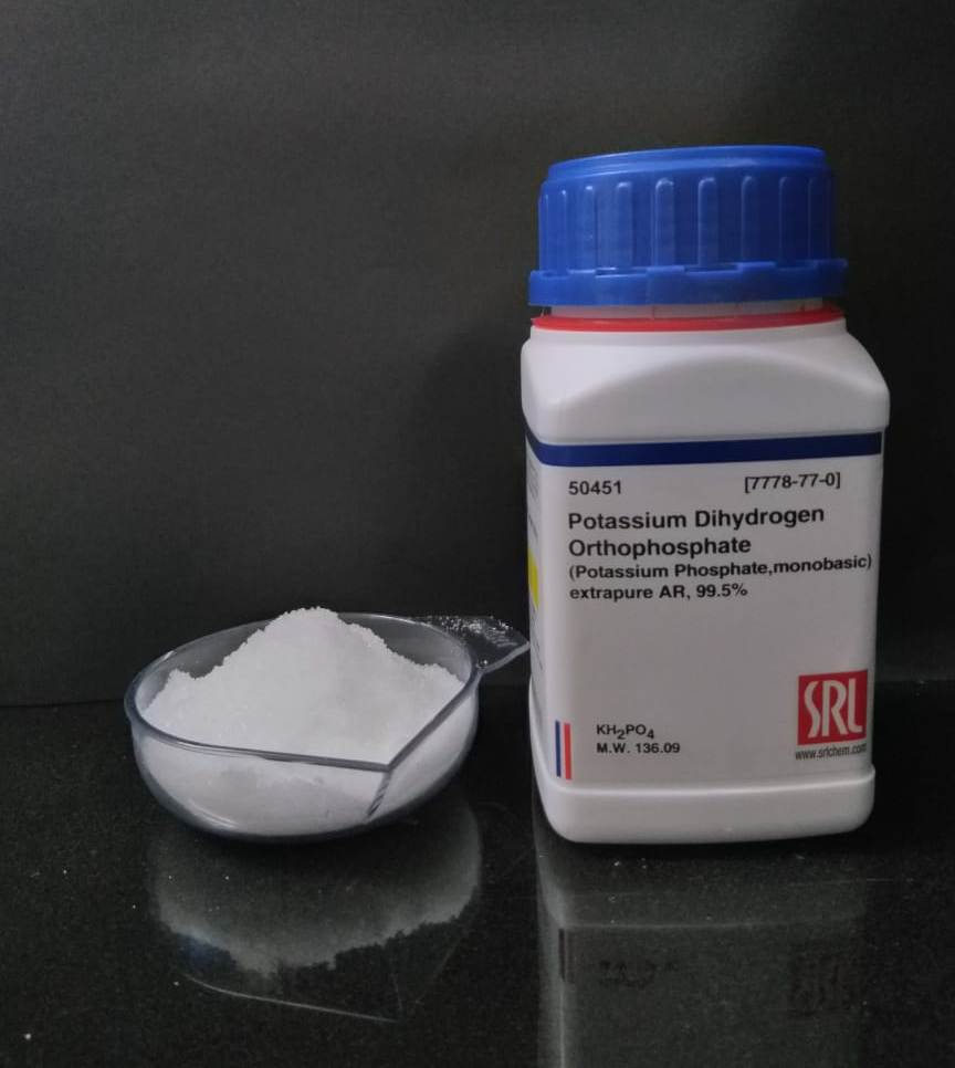 Potassium Dihydrogen Orthophosphate 500gm extrapure AR 99.5% SRL