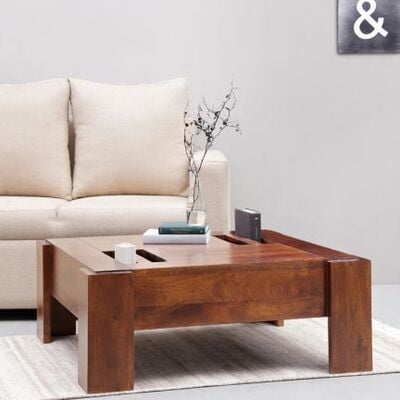 Square Coffee Table in Mango Wood Square Coffee Table in Mango Wood