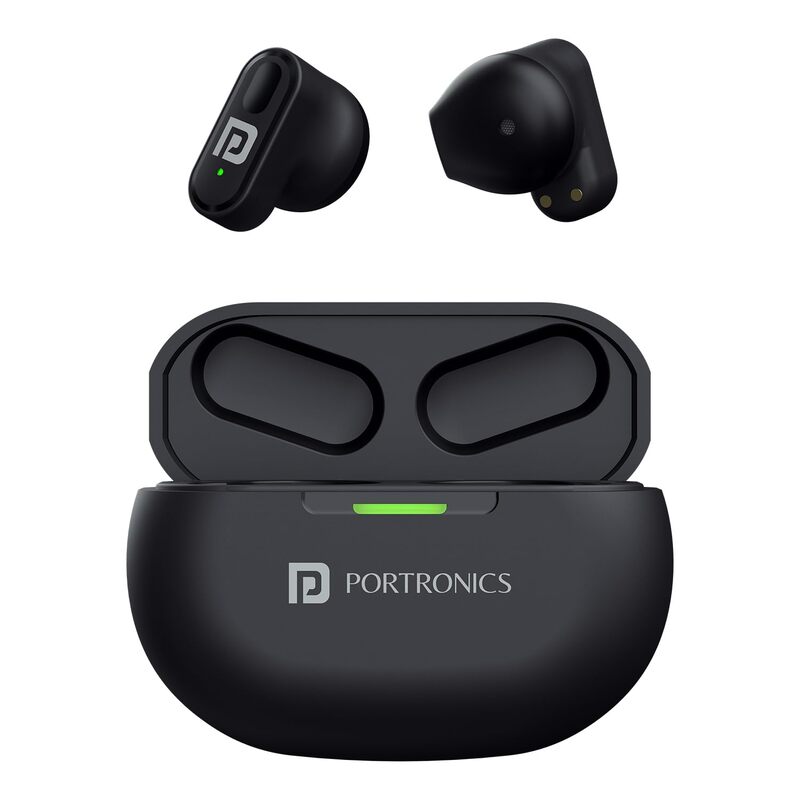 Portronics Twins S17 – TWS Earbuds, Sleek Design, Deep Bass, Touch Control, 20H Playtime, Bluetooth 5.0, Noise Isolation, Comfortable Fit, Perfect for Music & Calls, Available in Black.