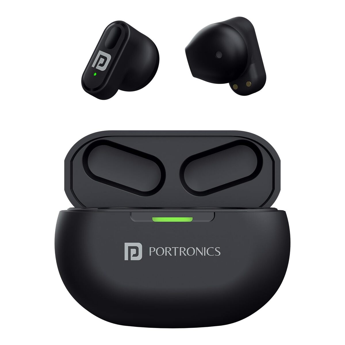 Portronics Twins S17 – TWS Earbuds, Sleek Design, Deep Bass, Touch Control, 20H Playtime, Bluetooth 5.0, Noise Isolation, Comfortable Fit, Perfect for Music & Calls, Available in Black.