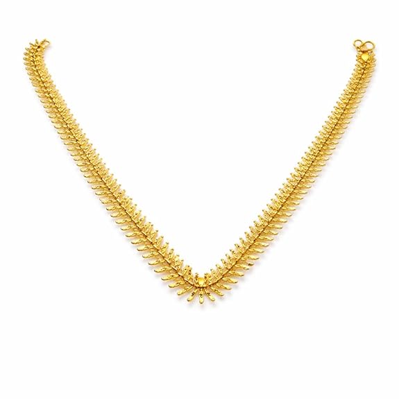 Impon Gold Plated Leaf Design Necklace for Women | Traditional Lightweight Gold Finish Chain | Elegant Daily Wear Jewelry