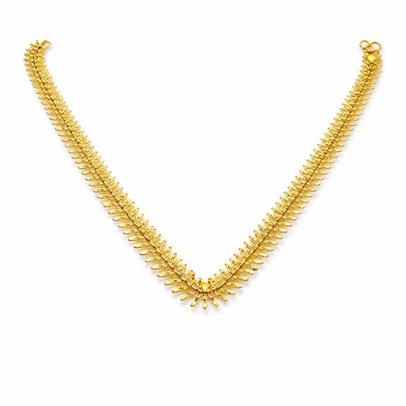 Impon Gold Plated Leaf Design Necklace for Women | Traditional Lightweight Gold Finish Chain | Elegant Daily Wear Jewelry