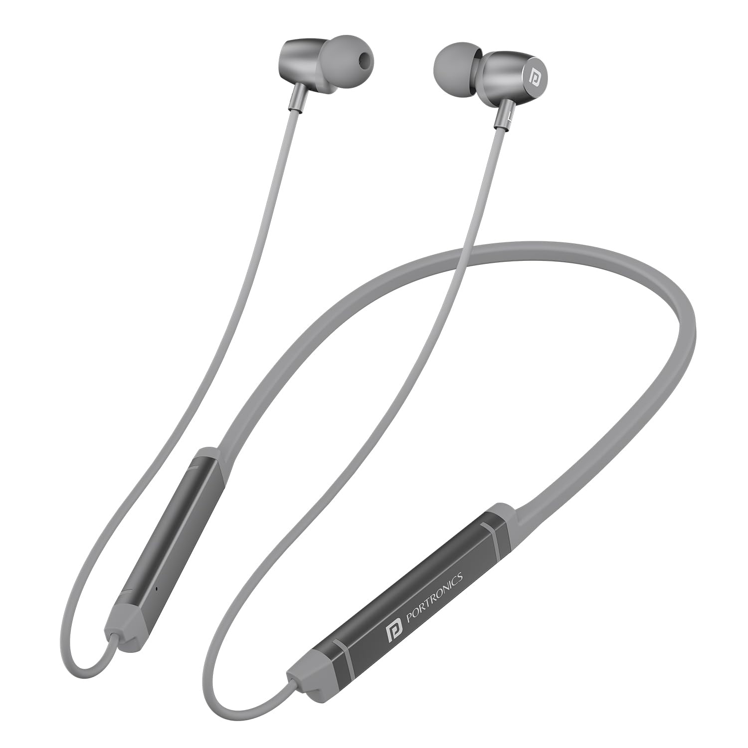 Portronics Harmonics Z9 – Neckband, 40H Playtime, Silver, Bluetooth 5.0, IPX4 Water Resistant, Deep Bass, Comfortable Fit, Quick Charge, Ideal for Sports and Daily Use, Lightweight Design.