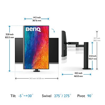 BenQ , 27-Inch, Ergo Arm, 4K UHD, P3, DisplayHDR 400, USB-C, 60Hz, PD2706UA