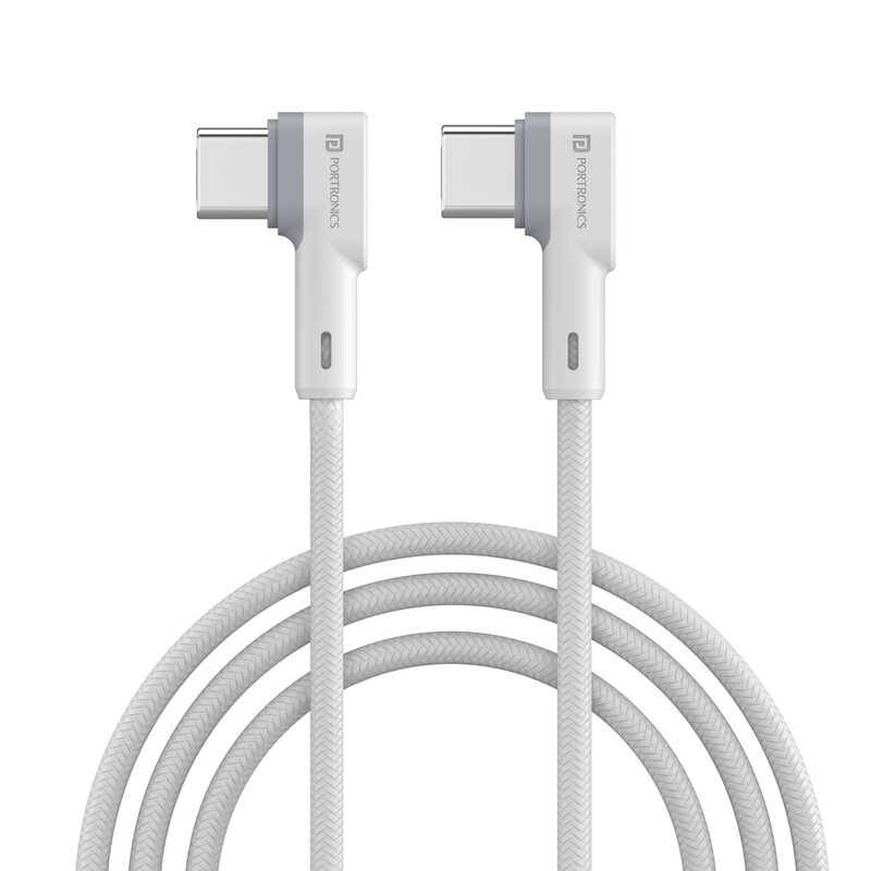 Portronics Konnect L 60W Type-C Cable – White 1.2M is a high-speed charging and data transfer cable, designed for durability and efficiency, perfect for all your Type-C devices.