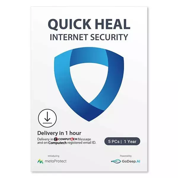 Quick Heal Internet Security 5 PCs 1 Year AI Protection for Windows